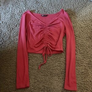 SHEIN Pink Ruched Crop Top